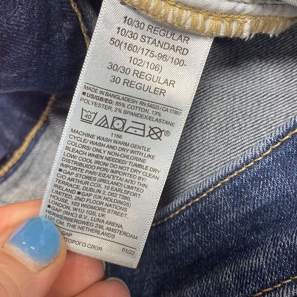 Gap Classic Straight Dark Wash Frayed Hem Denim Jeans Size 10 - Picture 5 of 6